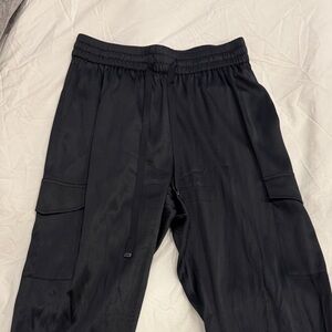 Black Silk Jogger Pants with Elastic waist